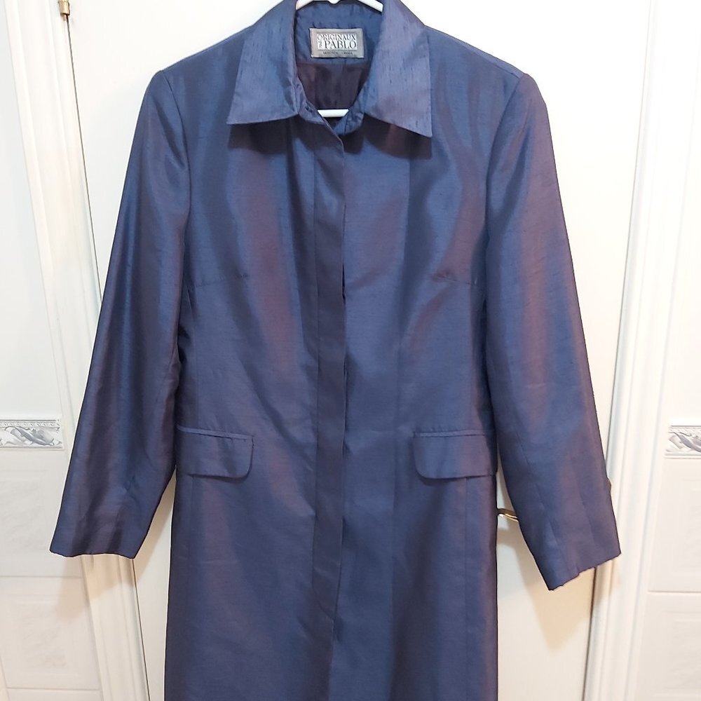 Originaux Par Pablo shimmery blue trenchcoat, size 6
